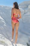 Shop_Tizzi_Red Wonder Fabric 80% Printed Floral Curved V Neck And Animal Swimsuit _at_Aza_Fashions