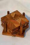 Shop_Mason Home_Brown Acacia Wood Vienna Coasters - Set Of 4_at_Aza_Fashions