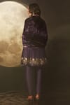 Shop_Dohr India_Purple Kurta And Pant Silk Chanderi Short Set With Scallop Bordered Shawl _at_Aza_Fashions