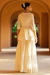 Shop_Preevin_Off White Cotton, Tulle, Net Lace, Circle Pattern Peplum Angrakha Sharara Set _at_Aza_Fashions