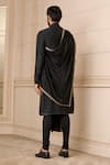 Shop_Tarun Tahiliani_Black Kurta  Moga Satin Plain Draped Set _at_Aza_Fashions