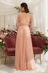 Shop_Zosia_Peach Luxury Chiffon Plain Sweetheart Neck Cass Andrea Ruched Gown _at_Aza_Fashions