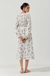 Shop_Label Earthen_Ivory Cotton Mul Floral Print Dress_at_Aza_Fashions