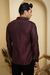 Shop_Hilo Design_Maroon Premium Giza Embroidery Daze Placement Shirt _at_Aza_Fashions