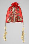 Shop_ClutcH'D_Red Embroidery Silk Potli Bag _at_Aza_Fashions