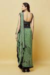 Shop_Nupur Kanoi_Green Crepe Print And Embroidery Floral Pre-draped Saree With Blouse  _at_Aza_Fashions