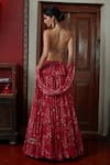 Buy_Arpita Mehta_Red Georgette And Embroidery Garden Halter Neck Tiered Skirt Set _Online_at_Aza_Fashions