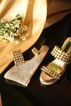 Shop_Miraki_Gold Embellished Stud Wedges _at_Aza_Fashions