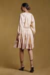 Shop_Ritu Kumar_Beige Cotton Flex Thread And Sequin Round Floral Embroidered Dress _at_Aza_Fashions