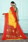 Shop_Adara Khan_Yellow Blended Cotton Woven Paisley Work Two Toned Saree_at_Aza_Fashions