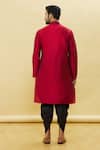 Shop_Samyukta Singhania_Maroon Silk Embroidered Thread Work Leaf Kurta Set _at_Aza_Fashions