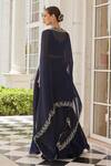 Shop_Charu and Vasundhara_Blue Blouse Silk Embroidery Bead Cape Open Suha Embellished Skirt Set _at_Aza_Fashions