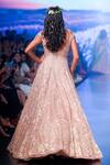 Shop_Anushree Reddy_Pink Organza Embroidery, Zari V-neck Khushrana Flower Vine Gown _at_Aza_Fashions