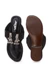 Shop_5elements_Black Leatherette Embellished Kolhapuris _at_Aza_Fashions