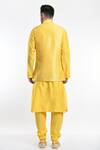 Shop_Samant Chauhan_Yellow Vegan Leather Diagonal Line Pattern Bundi And Kurta Set _at_Aza_Fashions