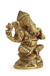 Shop_Amoliconcepts_Gold Brass Handcrafted Carved Ganesha Idol_at_Aza_Fashions