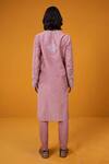 Shop_Wabi Sabi By Anshum-Ritesh_Pink Chanderi Embroidery Ogee Opulence Kurta Set _at_Aza_Fashions