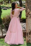 Shop_Redpine Designs_Pink Viscose, Georgette, Crepe And Floral Print Lehenga Set With Belt _at_Aza_Fashions