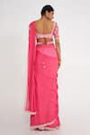 Shop_Asaga_Pink Pure Chanderi Embroidery Floral Cady Blouse Pre-draped Saree Set _at_Aza_Fashions