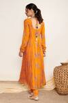 Shop_Itraake_Orange Anarkali Cotton Silk Printed Floral Set With Tasselled Dupatta _at_Aza_Fashions