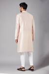 Shop_Hilo Design_Peach Cotton, Lycra, Silk Mirrors Rooyi Placement Embroidered Kurta Set _at_Aza_Fashions