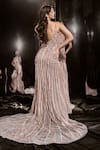 Shop_Masumi Mewawalla_Silver Net Lining Shantoon Embroidery Cutdana And Sequin Sweetheart Strappy Gown _at_Aza_Fashions