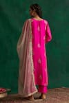 Shop Rekha Agra Magenta Habutai Silk, Dupatta Organza Sequin And Zari Hand Embroidered Kurta Set at Aza Fashions Shop_Rekha Agra_Magenta Habutai Silk, Dupatta Organza Sequin And Zari Hand Embroidered Kurta Set _at_Aza_Fashions