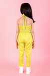 Shop_LIL DRAMA_Yellow 100% Cotton 3d Rose Halter Neck Top And Pant Set _at_Aza_Fashions