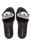 Shop_Kkarma_Black Embroidered Nazar Sliders _at_Aza_Fashions