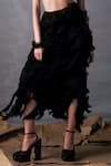 Shop_AK-OK_Black Satin Silk Layered Skirt _at_Aza_Fashions