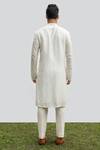 Shop_Kaka Calcutta_Ivory Bamboo, Cotton, Silk Embroidery Kurta And Pyjama Set _at_Aza_Fashions