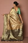 Shop_Nazaakat by Samara Singh_Brown Tanchoi Silk Woven Swirl Floret And Saree_at_Aza_Fashions