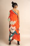 Shop_Nupur Kanoi_Orange Crepe Digital Print Floral Pattern One Botanical Sack Dress  _at_Aza_Fashions