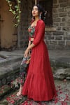 Shop_Shachi Sood_Grey Dupion Silk, Fine Chanderi Beads And Sequins Cape Embroidered Pant Set _at_Aza_Fashions