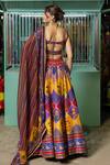 Shop_Irrau By Samir Mantri_Multi Color Organza, Denim Embroidery, Sequins, Gota Printed Panel Lehenga Set _at_Aza_Fashions