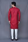 Shop_Arihant Rai Sinha_Maroon Kurta Cotton Linen Pintuck And White Pant Set _at_Aza_Fashions