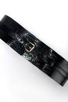 Shop_Trov_Black Luca Croc Embossed Belt _at_Aza_Fashions