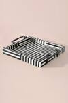 Shop_Table Manners_Black Ss/inlay Bone On Your Stripes Box Tray_at_Aza_Fashions