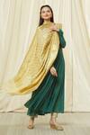 Buy_Khwaab by Sanjana Lakhani_Beige Chanderi Silk Floral Pattern Banarasi Dupatta _at_Aza_Fashions
