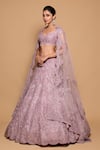 Shop_Pallavi Poddar_Purple Organza Embroidery Sequin Sweetheart Amer Crystal Bridal Lehenga Set _at_Aza_Fashions