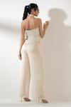 Shop_AMRTA by GUNEET KONDAL_Off White Shell 100% Viscose Georgette Plain Halter Ruffled Top And Pant Set _at_Aza_Fashions