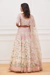 Shop_Rahul Mishra_Yellow Silk, Organza, Viscose Embroidery Meena Jharokha Hand Bridal Lehenga Set _at_Aza_Fashions