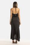 Shop_431-88 By Shweta Kapur_Black Satin Rhinestones Halter Neck Star Ruffle Embellished Top _at_Aza_Fashions
