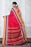 Shop_Samyukta Singhania_Pink Pure Cotton Woven Geometric Panelled Saree _at_Aza_Fashions