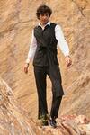 Shop_Dash and Dot_Black 63% Polyester Plain Sleeveless Tie-up Jacket  _at_Aza_Fashions