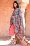 Shop_Dusala_Multi Color Handwoven Pashmina Wool Kalamkari Design Shawl_at_Aza_Fashions