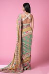 Siddhartha Bansal_Green Pure Crepe Embroidered Royal Print Saree With Sleeveless Blouse  _Online_at_Aza_Fashions