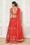 Shop_Samyukta Singhania_Red Banglori Embroidered Sequin Scoop Neck Embellished Lehenga Set _at_Aza_Fashions