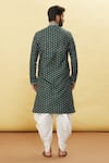 Shop_Arihant Rai Sinha_Green Silk Leaf Floral Pattern Kurta And Dhoti Pant Set _at_Aza_Fashions