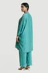 Shop_Brij_Blue Spun Silk Embroidered Potlis Shirt Pearl Work Box Fit Tunic And Pant Set _at_Aza_Fashions